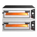 (2 pcs) Electric Deck Pizza Oven - Twin Deck - Refractory Stone Deck - 4+4 - Ø 30cm (12") - up to 450°C - Mechanical Controls