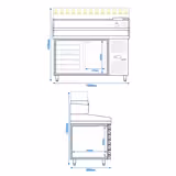 Rashladni pult za pripremu pizze PREMIUM - 1500x800 mm - sa 1 vratima & 7 ladica - uklj. Rashladna nadograđena vitrina LED - 5x GN 1/5 + 1x GN 1/2