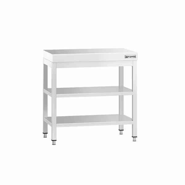 Radni stol od nehrđajućeg čelika PREMIUM - 600x600 mm - Sa podnom pločom & međupločom