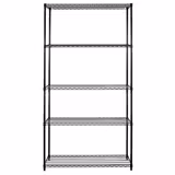 Steel Wire Shelving Unit - 900x450mm - 5 shelves - Black
