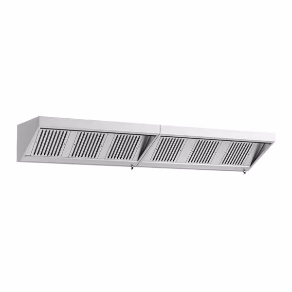 Commercial Wall-Mounted Extraction Canopy - 3400mm - with Baffle Filters & LED Lighting