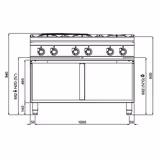 Commercial Gas Hob - with 6 Burners - 44 kW