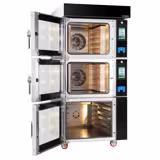 Commercial Bakery Convection Oven with Steamer - with Proofer – 5× EN 600×400 – 300°C – Touchscreen - Black front, Prover 6× EN 600×400, Fixed water connection