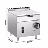 Kantelbare braadpan - elektrisch - 80L - 12kW - handwiel en vulkraan - 900 - 400V