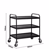 Chariot de service – 800x500 mm – avec 3 surfaces de rangement – Noir