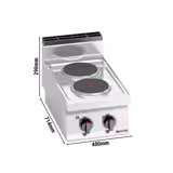 Cucina elettrica professionale - LORENZO 700 - 400x714x290mm - 5,2 kW - 2 piastre tonde - da banco
