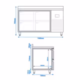 Commercial Counter Fridge PREMIUM PLUS - 1468x700mm - with 4 drawers - with upstand