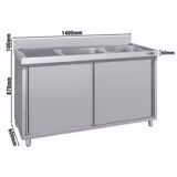 Lavello armadiato ECO - in acciaio inox - 1400x600mm - 2 vasche