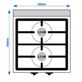 Gasfornuis – tafelmodel - 7,0kW - 2 branders - Ø89mm - open onderstel