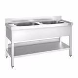 Fregadero industrial PREMIUM - 1600x700mm - con estante inferior - con 2 senos centrado