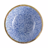 (6 pcs) Bowl - MANGO - Mango Wood - 3L - round - Ø 300mm - White-Blue