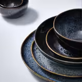 (6 قطع) ECCENTRIC - طبق مسطح - مسطّح - خزف حجري - Ø 220mm - أزرق بترولي