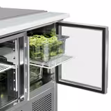 Saladette ECO - 903mm - 2 porte in vetro - con vano ingredienti per 2x GN 1/1, coperchio in acciaio inox - piano di lavoro in granito