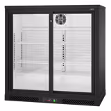 Bancada refrigerada para bar - 900mm - 220 litros - com 2 portas de vidro deslizantes - Preto