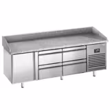 Banco pizza refrigerato PREMIUM PLUS - 1980x700mm - con 1 porta & 4 cassetti - piano in granito