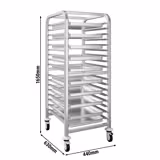 Chariot à plateaux – pour 15 plateaux EN 600 × 400 – avec roulettes silencieuses