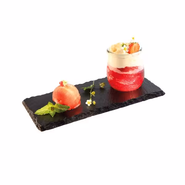 (6 pcs) Slate Serving Board - Natural Slate - 250x120mm - with 1 recess Ø60mm - Black
