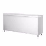 Mesa armario inox PREMIUM - para cereales y lácteos - 1800x700mm - con puertas correderas y con estante intermedio - incl. Tabla de corte Blanco