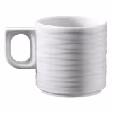 (6 Stück) SEA WAVE - Kaffee-/ Teetasse - mit Struktur in der Oberfläche - 235ml - Weiß