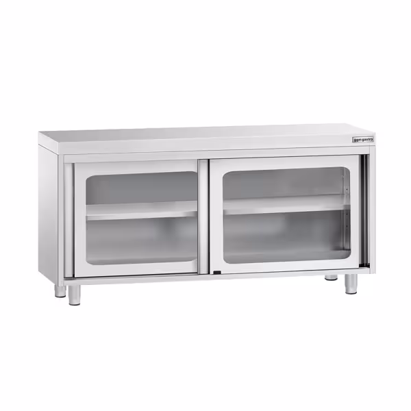 Nerezová pracovní skříňka PREMIUM - 1600x600 mm - se skleněnými posuvnými dveřmi