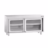 Nerezová pracovní skříňka PREMIUM - 1600x600 mm - se skleněnými posuvnými dveřmi