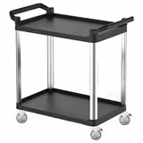 Servierwagen aus Kunststoff - 800x500mm - mit 2 Ablageflächen & leisen Rollen