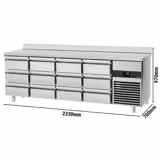Kylbänk PREMIUM - 2330x700 mm - med 12 lådor