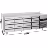 Rashladni pult PREMIUM - 2330x700 mm - 632 l - Ventilirano hlađenje - s 12 ladica - Podignuti rub