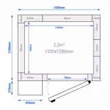 Vriescel - 1500x1200mm - 2,20m³ - incl. vriesmotor - incl. strokengordijn