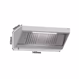Cappa a parete Professionale Snack - 1400mm - Prof.900mm - AISI 304 - con filtri a labirinto antigrasso e illuminazione LED
