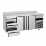 Koelwerkbank PREMIUM - 1865x700mm - met 2 deuren - met 3 lades - met opstand