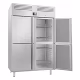 Upright Fridge Stainless steel PREMIUM PLUS - GN 2/1 - 1240L - with 4 half doors