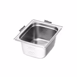 (6 pz) Bacinella GN in acciaio inox GN 1/2 - forata - Altezza: 150mm