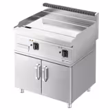 Commercial Electric Griddle - with Hard Chrome Plate - 8.0kW - Smooth Plate - Cooking area: 795x535mm - with Cabinet Base - 2 Doors