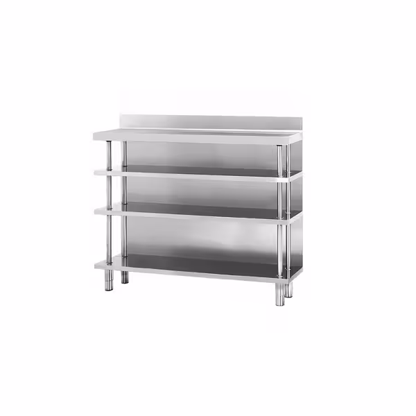 Baarityöpöytä - ruostumattomasta teräksestä - 1468x300mm - 4 hylyllä