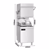 Lave-vaisselle à capot à double paroi - Manuel - 6,52 kW - avec pompe à détergent, pompe à liquide de rinçage et pompe à lessive