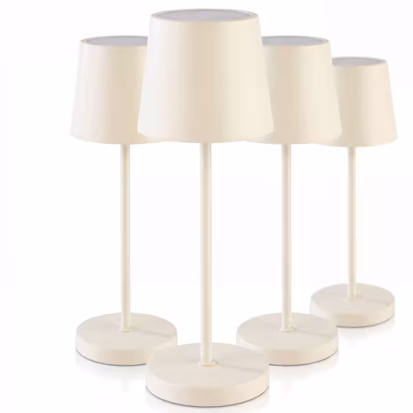 (4 pcs) LED Table Lamp - MERLE MINI - Rechargeable - Cordless - 3-step dimmable - Ø110mm - Whisper White - with Charging Dock