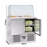 Saladette ECO - 900mm - 2 porte - con vetrina in vetro per 2x GN 1/1 & 3x GN 1/6