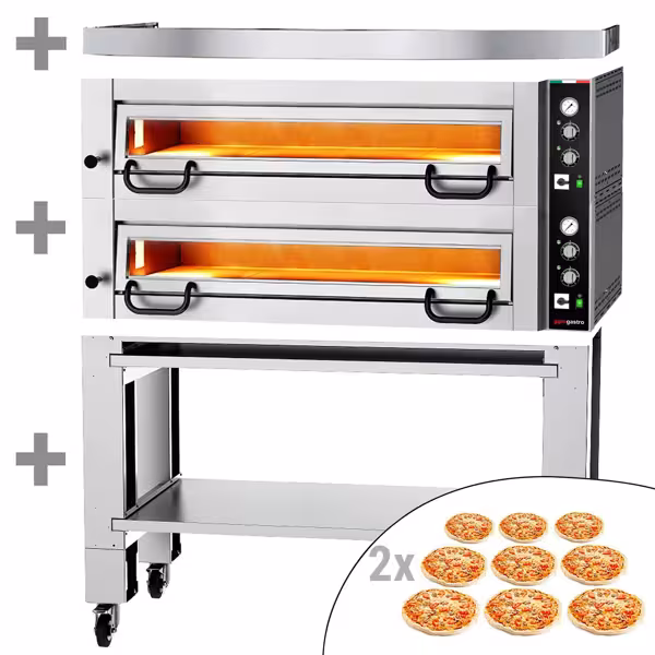 Elektromos pizzakemence - 1480x1360x2070 mm - 9+9x Ø 34 cm - max. 450 °C - manuális