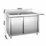 Spülschrank PREMIUM - 1400x700mm - mit 1 Becken links