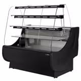 Gebaksvitrine - 1300x980mm - kleur zwart - achterzijde 2 schuifdeuren - met 3 legborden
