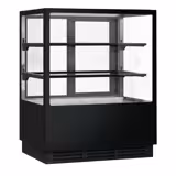 Vitrine à pâtisserie réfrigérée - 378L - 1000mm - Double vitrage - avec 2 étagères en verre - portes coulissantes vitrées arrière - pour pâtisseries - Pour FR - Noir