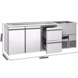 Frigider bere PREMIUM - 2500x700 mm - 2 Uși din sticlă & 2 Sertare