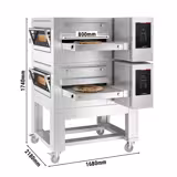 (2 pcs) Gas Conveyor Pizza Oven - 1680x2180mm (66"x86") - 230V Single Phase - Touchscreen Controls - Belt width: 800mm (31.5") - up to 350°C - incl. Base frame