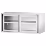 Armoire murale en inox - 1400x400 mm - avec porte coulissante en verre - hauteur 650 mm