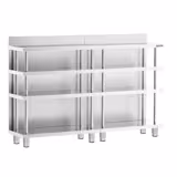 Tavolo in acciaio inox - 1800x400mm - con alzatina 100mm & 4 ripiani