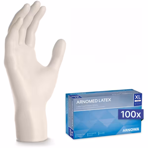 (10 adet) ARNOWA | Tek kullanımlık lateks eldiven - 100 adet - XL beden - Doğal