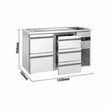 Comptoir de bar réfrigéré PREMIUM - 1550x700mm - 5 tiroirs