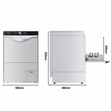 Undercounter Commercial Dishwasher - 500mm Basket - Digital Controls - 3.55kW - with Drain, Rinse Aid & Detergent Pumps