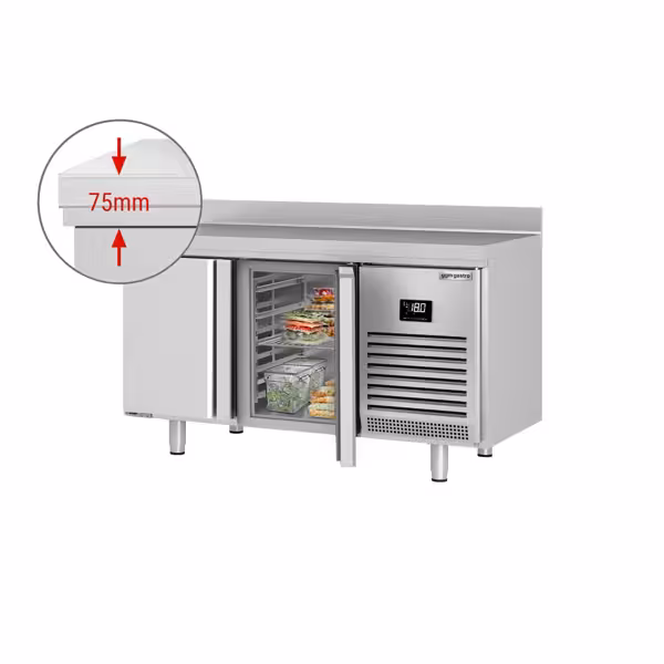 Table de congélation PREMIUM PLUS - 1468x600mm - 2 portes - dosseret 100mm - 250L - +32°C classe tropicale